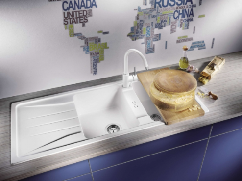 Blanco Sona 8 S zlewozmywak 2 komory wpuszczana w blat z ociekaczem granit kolor czarny 525979