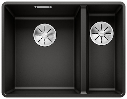 Blanco Subline 340/160-F Silgranit PuraDur II zlewozmywak wpuszczany na równi z blatem 1,5 komory  granitowy InFino czarny 525984