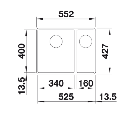 Blanco Subline 340/160-F Silgranit PuraDur II zlewozmywak wpuszczany na równi z blatem 1,5 komory  granitowy InFino czarny 525984