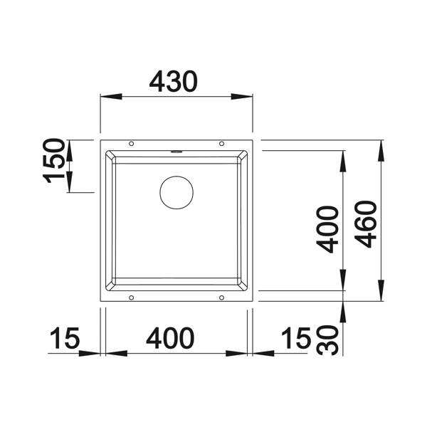 Blanco Subline 400-U Silgranit PuraDur II zlewozmywak granitowy z korkiem InFino komora podwieszana kolor czarny 525990