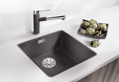 Blanco Subline 400-F Silgranit PuraDur II zlewozmywak granitowy 1 komora wpuszczana na równi z blatem kolor czarny 525988