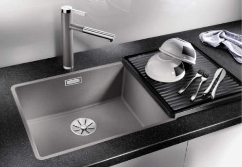 Blanco Subline 500-F Silgranit PuraDur II zlewozmywak granitowy 1 komora wpuszczana na równi z blatem kolor czarny 525994