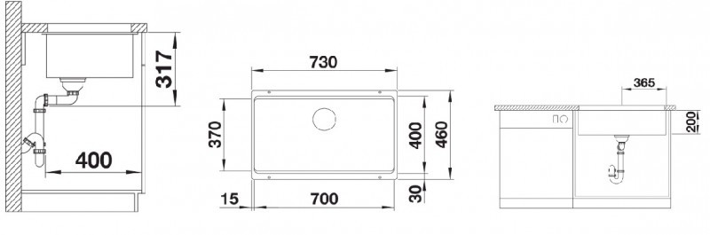 Blanco Etagon 700-U zlewozmywak komora podwieszana bez korka automatycznego InFino granit czarny 525891