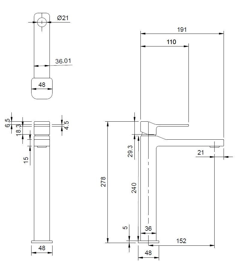 Omnires Slide bateria umywalkowa wysoka grafit SL7712GR
