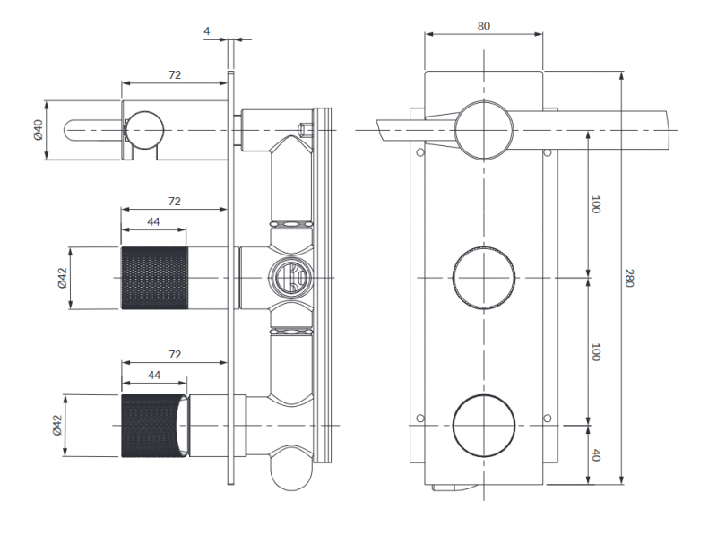 Omnires Contour bateria wannowo-prysznicowa podtynkowa z zestawem prysznicowym chrom połysk CT8035/1CR