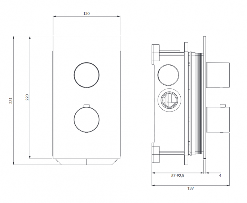 Omnires Contour termostatyczna bateria wannowo-prysznicowa podtynkowa chrom połysk CT8036CR