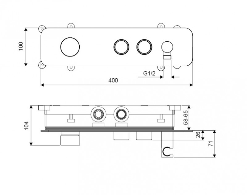 Excellent Krotos bateria podtynkowa 2-drożna chrom połysk AREX.8045CR