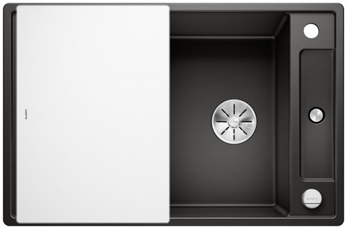 Blanco Axia III 45 S zlewozmywak 1 komora wpuszczana w blat z ociekaczem ze szklaną deską kolor czarny 525840