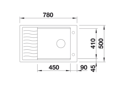 Blanco ELON XL 6 S zlewozmywak 1 komora z ociekaczem wpuszczany w blat z kratką ociekową kolor czarny 524844
