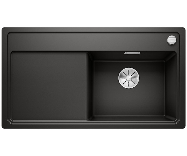 Blanco Zenar 5 S-F zlewozmywak 1 komora prawa wpuszczana na równi z blatem z ociekaczem z korkiem automatycznym kolor czarny 526049