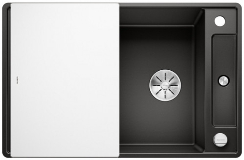 Blanco Axia III 45 S-F zlewozmywak 1 komora wpuszczana w blat, na równi z blatem z ociekaczem ze szklaną deską kolor czarny 525842