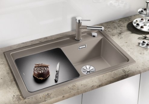 Blanco Zenar 45 S zlewozmywak 1 komora lewa wpuszczana w blat z ociekaczem z korkiem automatycznym kolor czarny 526034