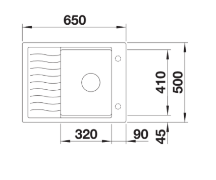 Blanco ELON 45 S zlewozmywak 1 komora wpuszczany w blat z kratką ociekową kolor czarny 525880
