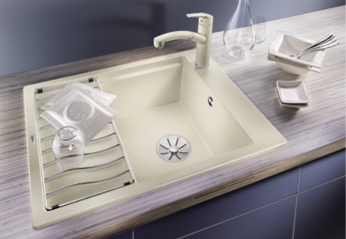 Blanco ELON 45 S zlewozmywak 1 komora wpuszczany w blat z korkiem automatycznym z kratką ociekową  kolor czarny 524814