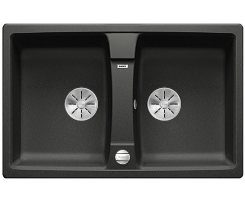 Blanco LEXA 8 Silgranit PuraDur II zlewozmywak granitowy 2 komory z korkiem automatycznym kolor czarny 524950