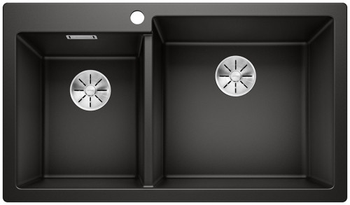 Blanco Pleon 9 zlewozmywak 2 komory wpuszczane w blat z korkiem InFino granit czarny 525958