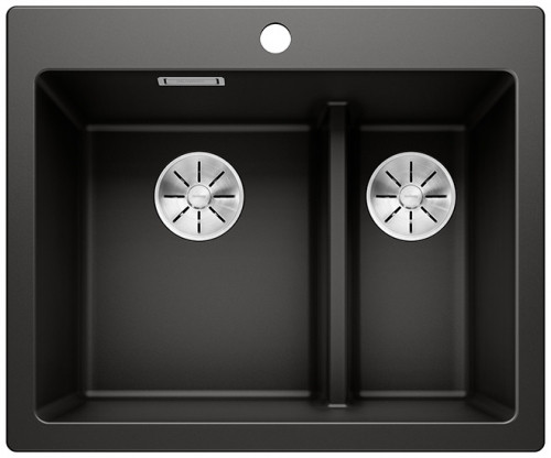 Blanco Pleon 6 Split zlewozmywak 2 komory wpuszczane w blat bez korka InFino granit czarny 525955