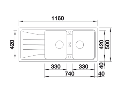 Blanco Sona 8 S zlewozmywak 2 komory wpuszczana w blat z ociekaczem granit kolor czarny 525979