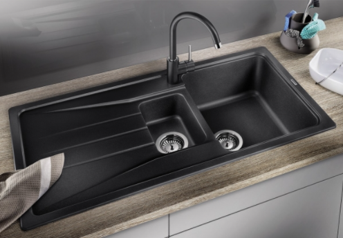 Blanco Sona 6 S zlewozmywak 1,5 komory wpuszczana w blat z ociekaczem granit kolor czarny 525975