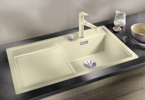 Blanco Zenar 5 S-F zlewozmywak 1 komora prawa wpuszczana na równi z blatem z ociekaczem z korkiem automatycznym kolor czarny 526049