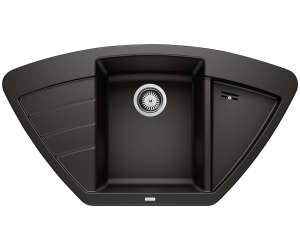Blanco Zia 9 E Silgranit PuraDur II zlewozmywak granitowy narożny 1,5 komory z ociekaczem, bez korka automatycznego kolor czarny 526031
