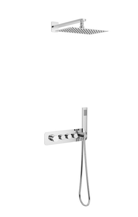 Excellent Krotos zestaw prysznicowy podtynkowy 3-drożny z deszczownicą 30x20 chrom połysk AREX.SET.8036CR