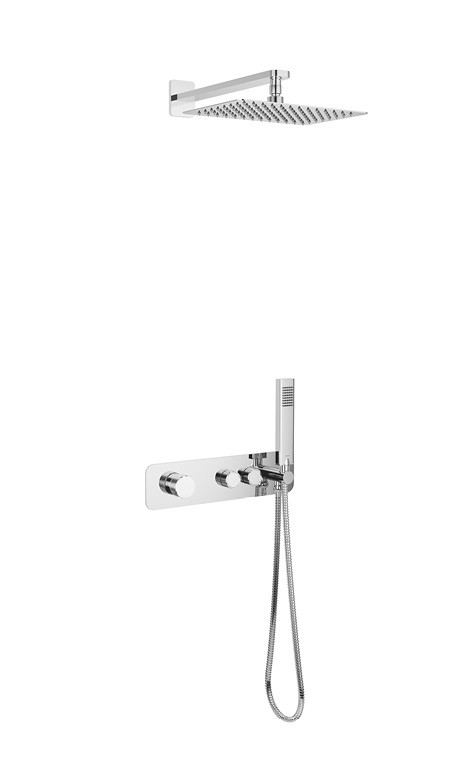 Excellent Krotos zestaw prysznicowy podtynkowy 2-drożny z deszczownicą 30x20 chrom połysk AREX.SET.8035CR