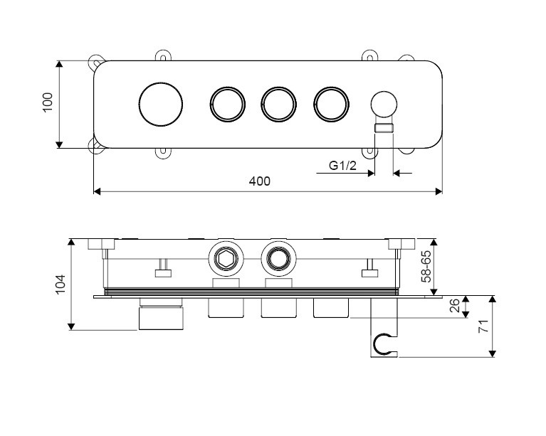 Excellent Krotos bateria podtynkowa 3-drożna chrom połysk AREX.8036CR