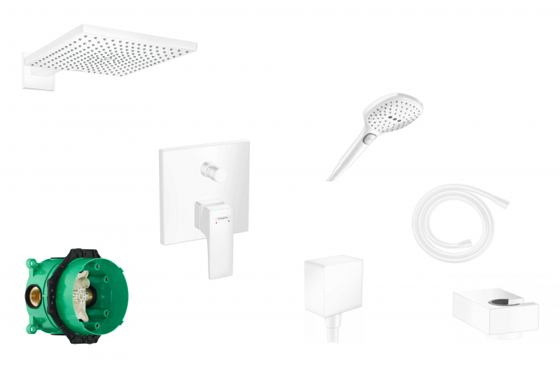 Hansgrohe Metropol FinishPlus zestaw podtynkowy z deszczownicą 30x30 kompletny biały mat