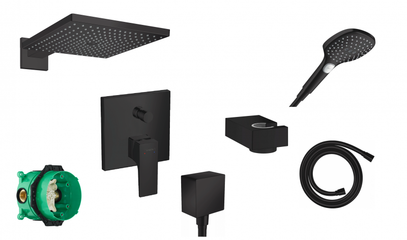 Hansgrohe Metropol FinishPlus zestaw podtynkowy z deszczownicą 30x30 kompletny czarny mat