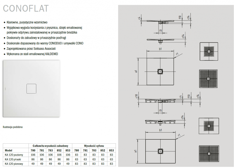 Kaldewei syfon model 4108 zestaw odpływowy KA 120 pionowy bez pokrywy 687772520000
