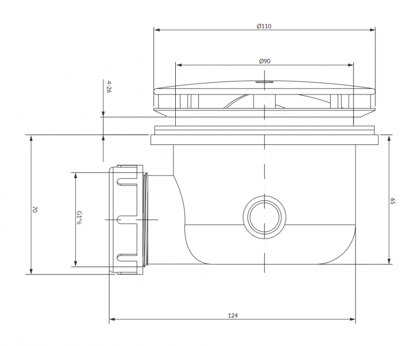 Omnires CGS syfon brodzikowy niski 7,5 cm czarny ST6590.43+ST45XB