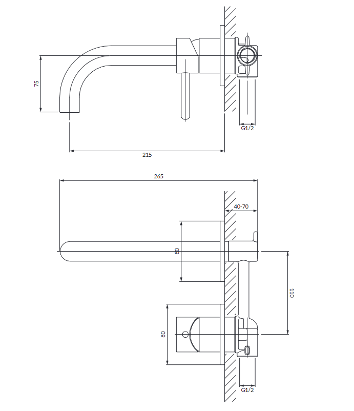 Omnires Y bateria umywalkowa podtynkowa 20,5 cm chrom Y1215CR