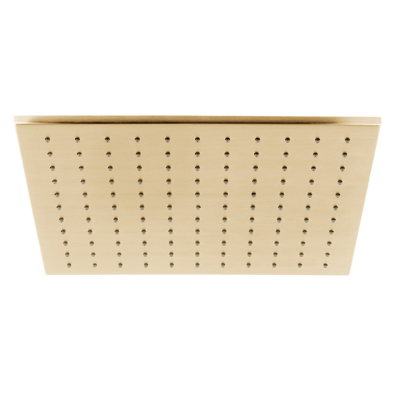 Vado Tablet kompletny termostatyczny zestaw prysznicowy podtykowy z deszczownica 30x30 i drążkiem złoto szczotkowane IND-SS-TAB4-BRG