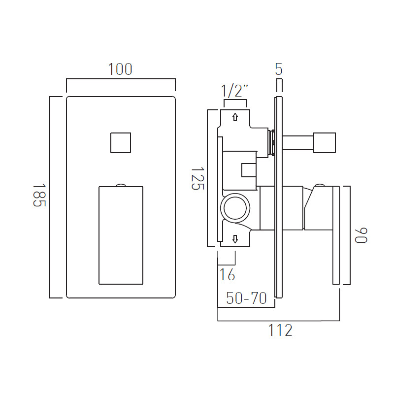 Vado Notion kompletny zestaw wannowy z napełnianiem wanny i słuchawką prysznicową czarny szczotkowany IND-BS-NOT1-BLK