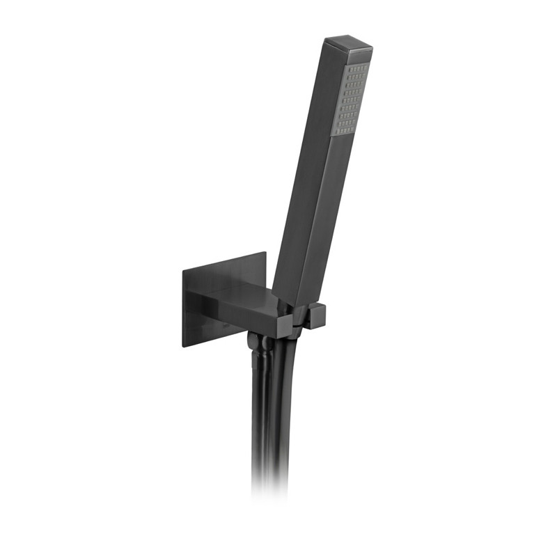 Vado Tablet kompletny zestaw termostatyczny prysznicowy podtynkowy z deszczownicą 30x30 i słuchawką prysznicową czarny szczotkowany IND-SS-TAB3-BLK