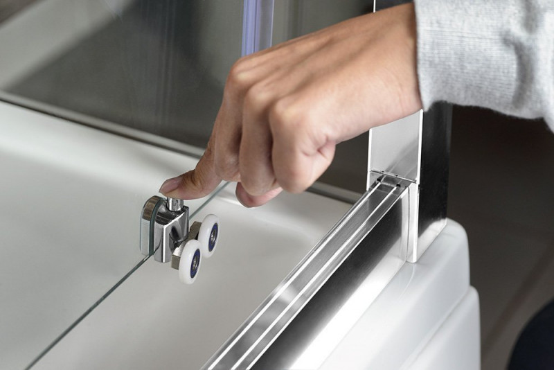 Sapho Deep drzwi przesuwne dwuczęściowe 100 cm wejście z boku chrom przeźroczyste MD1910