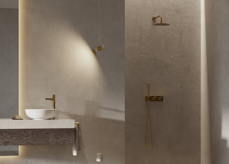 Omnires Contour bateria wannowo-prysznicowa podtynkowa z zestawem prysznicowym złoty szczotkowany CT8035/1GLB