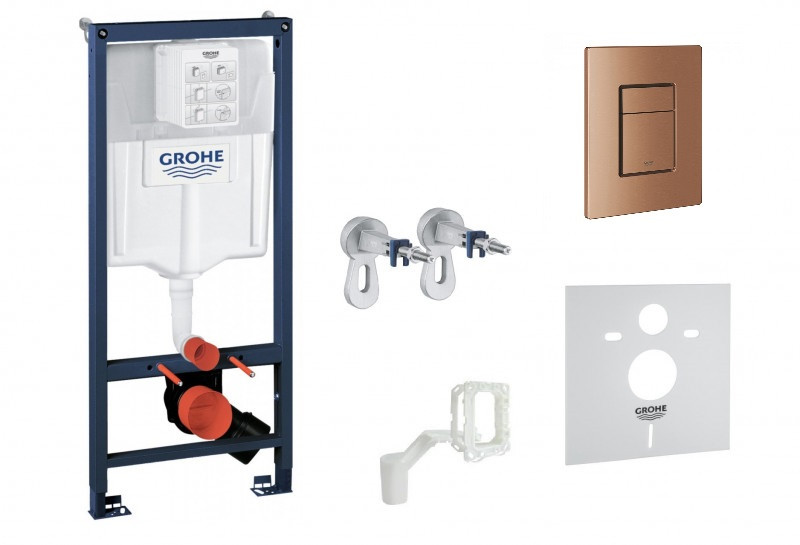 Grohe Rapid SL Fresh Skate Cosmopolitan stelaż podtynkowy do WC 5w1 kompletny z przyciskiem 38732DL0 Brushed Warm Sunset złoty szczotkowany