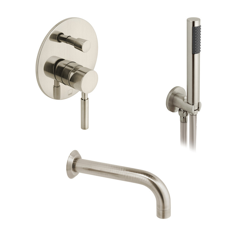 Vado Origins kompletny zestaw podtynkowy z wylewką wannową nikiel szczotkowany IND-BS-ORI2-BRN