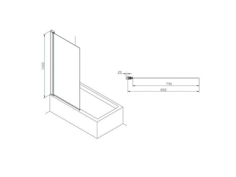 Roca Capital parawan wannowy jednoczęściowy składany 85x140 chrom przeźroczyste MaxiClean AM4008512M