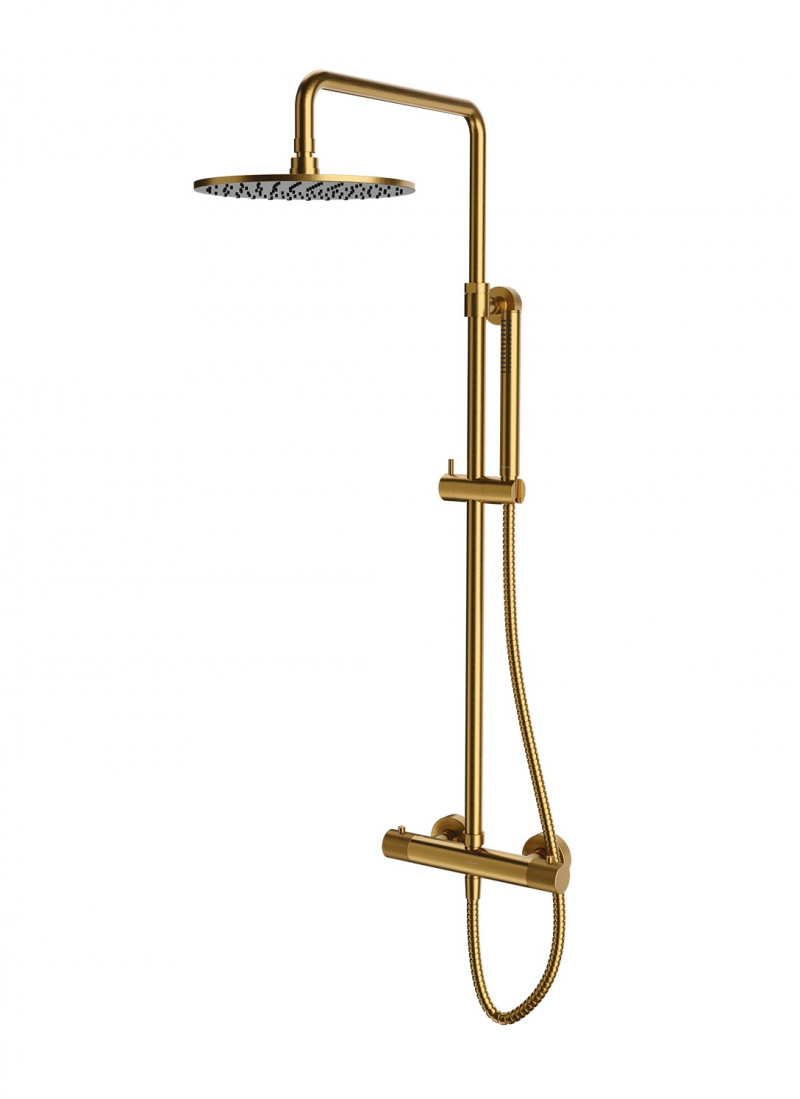 Omnires Contour termostatyczny system prysznicowy z deszczownicą złoty szczotkowany CT8044GLB