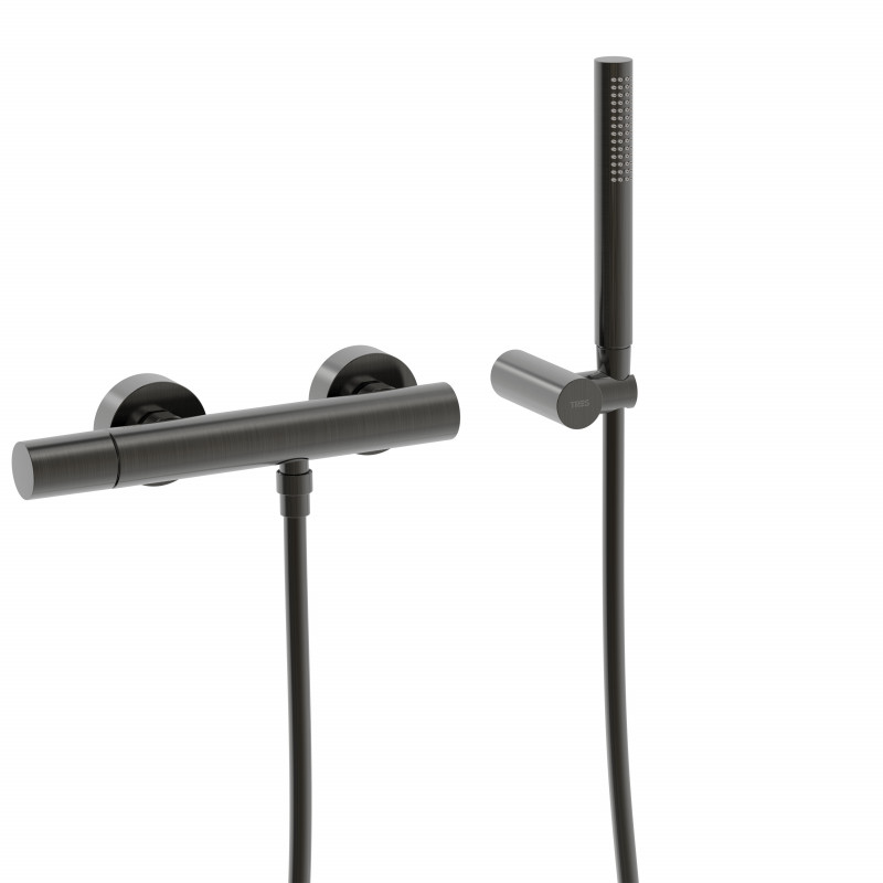 Tres Study Exclusive bateria prysznicowa z zestawem czerń metalizowana szczotkowana 26116701KMB