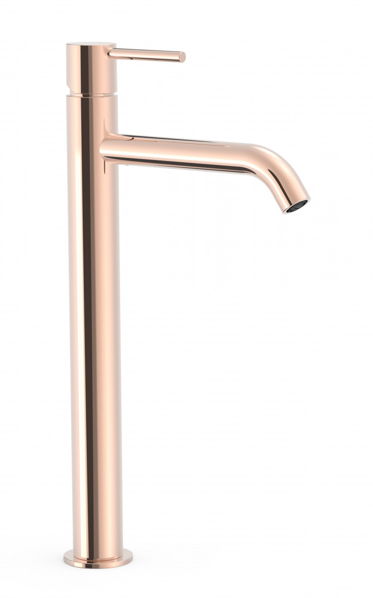 Tres Study Exclusive bateria umywalkowa wysoka bez korka różowe złoto 26230801OP