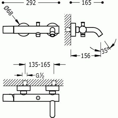 Tres Study Exclusive bateria wannowa z zestawem czerń metalizowana szczotkowana 26117001KMB