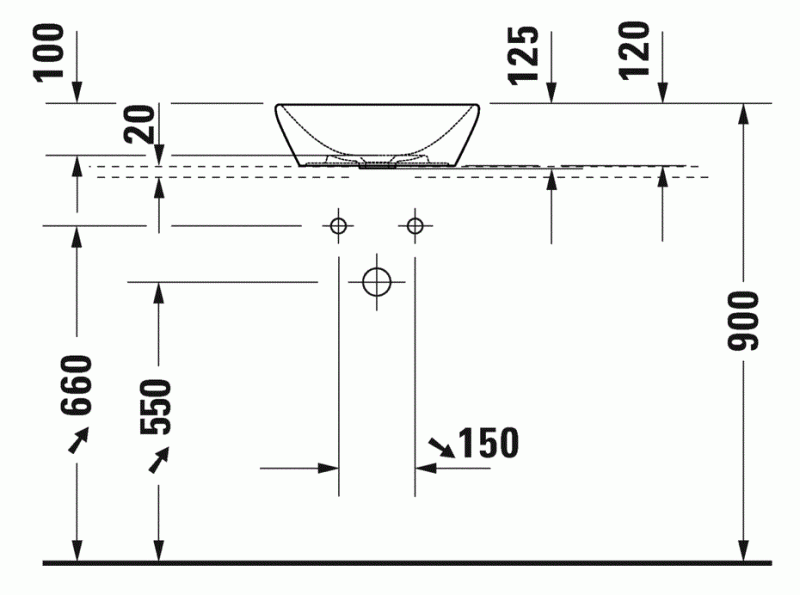 Duravit D-neo umywalka stawiana na blat 40x40 biały alpin 2371400070