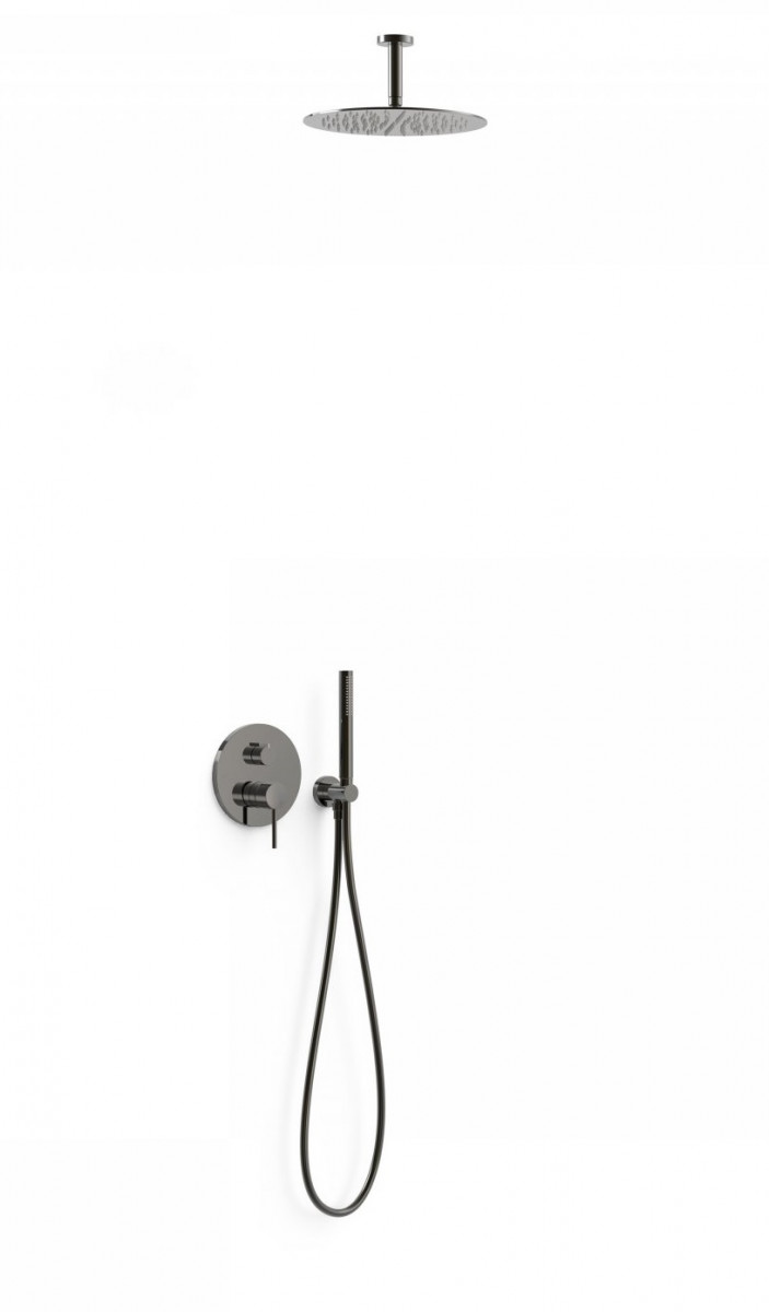 Tres Study Exclusive zestaw prysznicowy podtynkowy z deszczownicą 30x30 kompletny czarny metalizowany 26228003KM