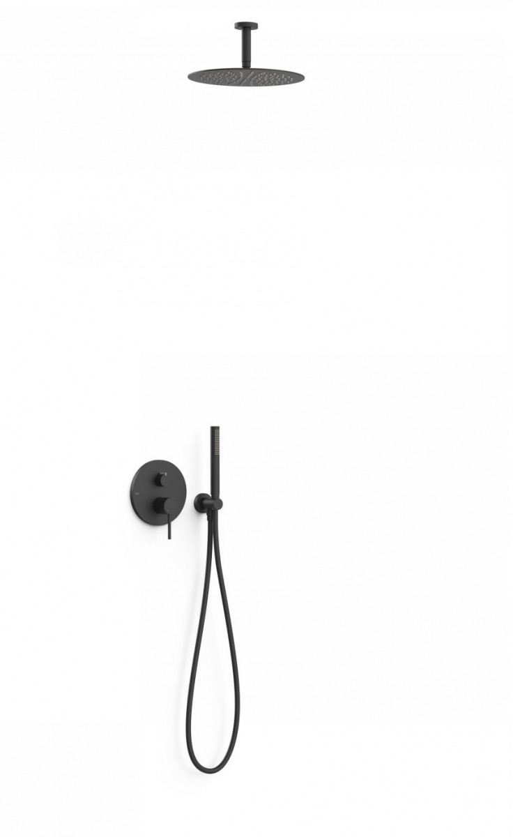 Tres Study Exclusive zestaw prysznicowy podtynkowy z deszczownicą 30x30 kompletny czarny matowy 26228003NM