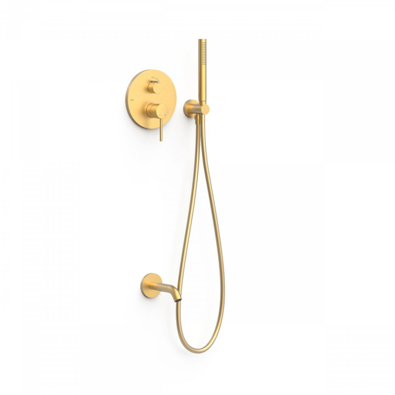 Tres Study Exclusive zestaw wannowy podtynkowy z wylewką kompletny złoty matowy 26228006OM