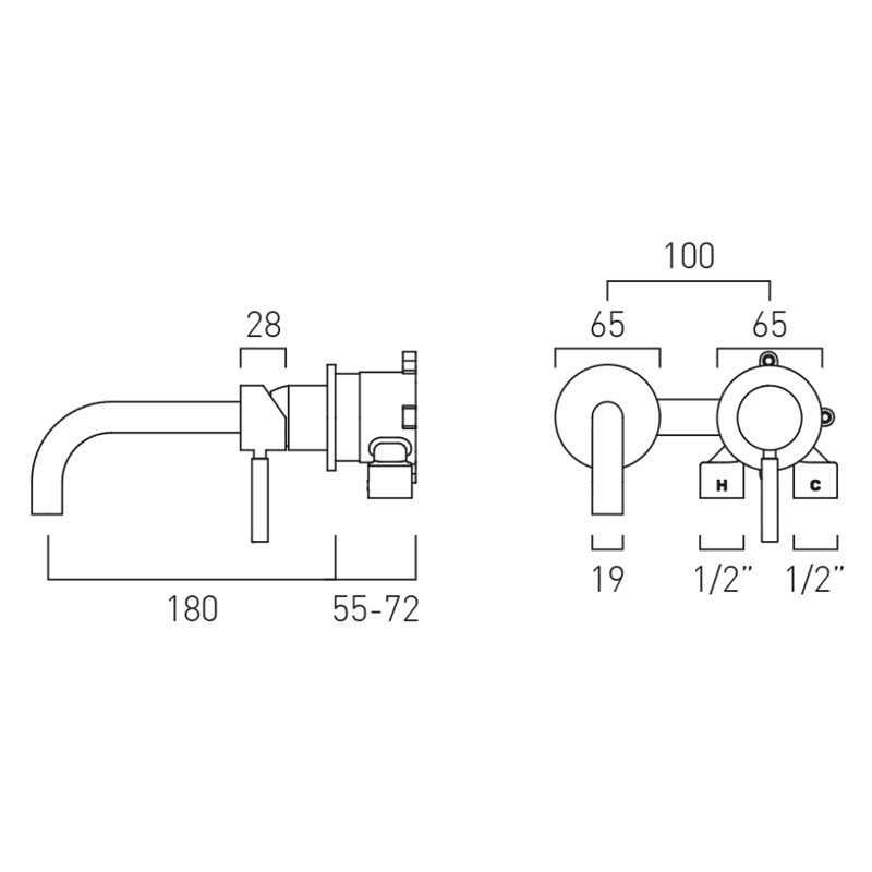 Vado Knurled X Fusion bateria umywalkowa podtynkowa złoty/czarny szczotkowany IND-ORI209SA-XGBK